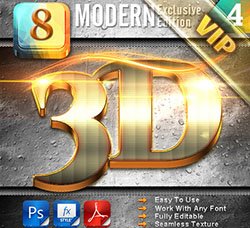 PS图层样式－8个时髦的3D文本特效：8 Modern 3D Exclusive Edition Vol.4